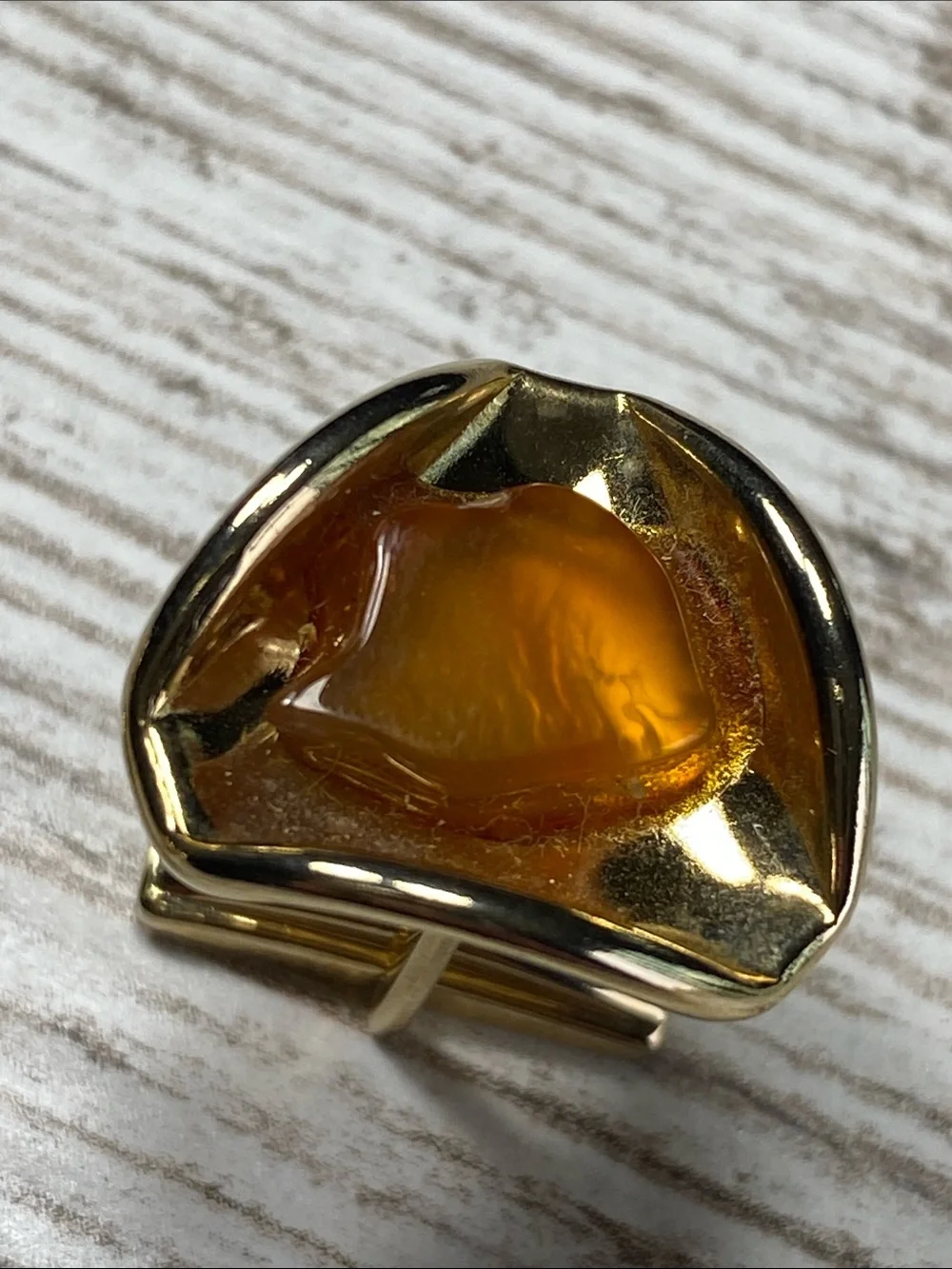 Vintage Gold Tone Amber Lucite Cufflinks Mid Century Modern Retro Mens Jewelry